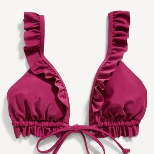 NWT OLD NAVY Ruffle-Trimmed Triangle String Bikini Swim Top  Boysenberry Juice